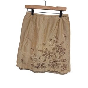 Vintage Y2K Ann Taylor Silk Blend Skirt Size 10 Floral Embroidered  Career Party